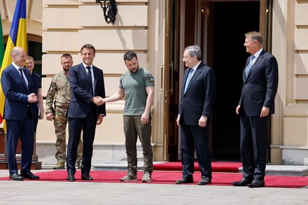 Italian Prime Minister, German Chancellor and French President visit Ukraine, Kyiv - 16 Jun 2022