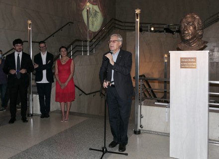 Giorgio Strehler sculpture by Wolfgang Alexander Kossuth, Milan, Italy - 22 Jun 2022
