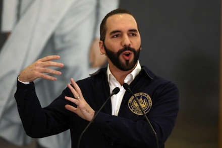 President El Salvador Nayib Bukele Speaks Editorial Stock Photo - Stock