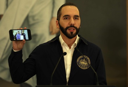 President El Salvador Nayib Bukele Speaks Editorial Stock Photo - Stock
