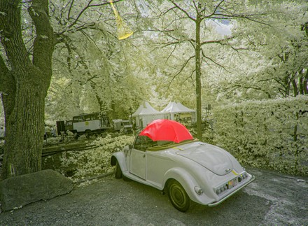 Oltimer Convertible Umbrella Distorted Infrared Image Editorial Stock