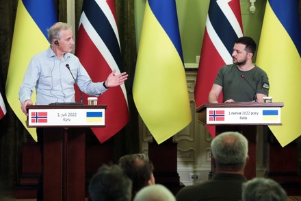 President of Ukraine and Prime Minister of Norway meet journalists, Kyiv, Ukraine - 01 Jul 2022