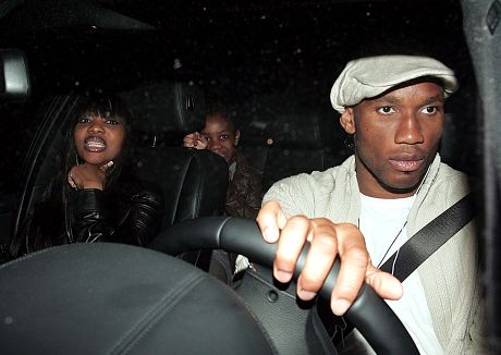 Didier Drogba and family at the Sumosan Japanese restaurant with Salomon Kalou and other friends, London, Britain - 06 Apr 2011