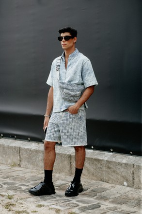 Street style, Lucas Castellani arriving at Louis Vuitton Spring