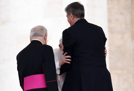 Pope Francis Helped By His Personal Editorial Stock Photo - Stock Image ...