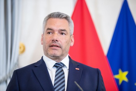 Austrian Chancellor Karl Nehammer Attends Joint Editorial Stock Photo ...