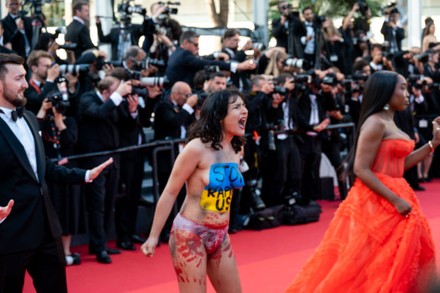 Contains Nudity Antirape Naked Protesters Runs Editorial Stock Photo