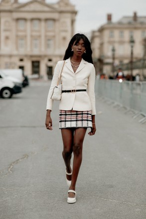 Street style, arriving at Dior Fall-Winter 2022-2023 show, held at