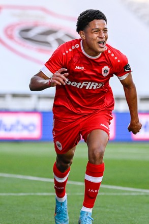 Antwerps Anthony Valencia Celebrates After Scoring Editorial Stock