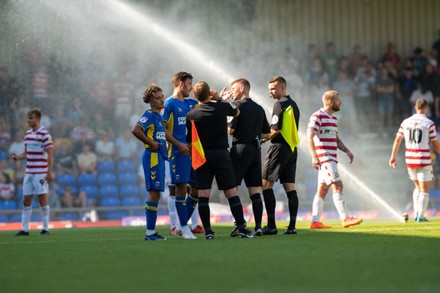 Afc Wimbledon Players Talk Officials During Editorial Stock Photo ...