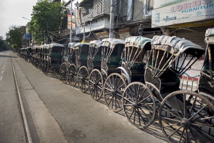 Hand Pulled Rickshaws Parked On Bb Editorial Stock Photo - Stock Image ...