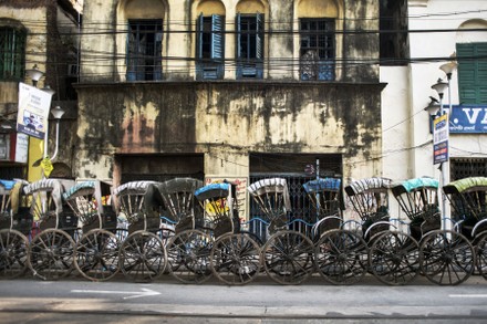 Hand Pulled Rickshaws Parked On Bb Editorial Stock Photo - Stock Image ...