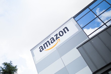 Logo Amazon On Logistic Warehouse Amazon Editorial Stock Photo - Stock ...