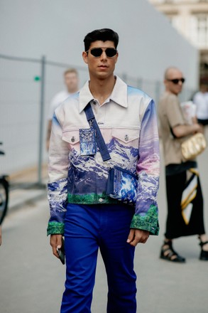 Street style, Lucas Castellani arriving at Louis Vuitton Spring