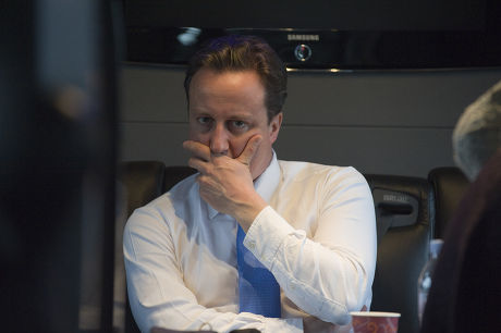 David Cameron On The Conservative Battle Bus Being Interviewed By Evening Standard Editor Geordie Grieg Picture Jeremy Selwyn