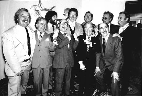 Max Bygraves Centre Back Row With L-r Bernard Cribbins George Elrich Jimmy Tarbuck Arthur Askey Eric Sykes (back) Ernie Wise (front) Michael Bentine (back) Alfred Marks (front) And Val Doonican. Max Celebrates 30 Years In Showbusiness Today.