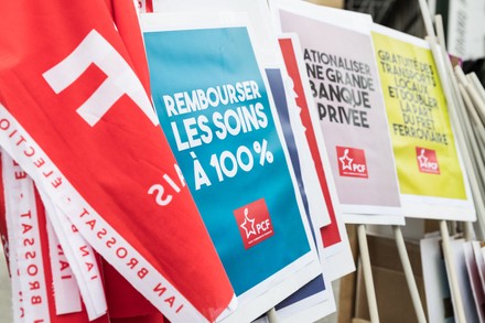 French Communist Party Flags Signs During Editorial Stock Photo Stock