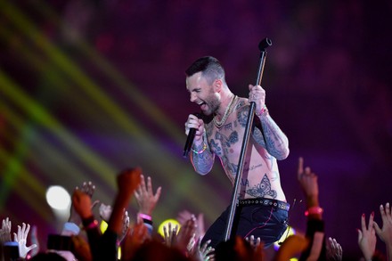 Adam Levine of Maroon 5, Big Boi, Sleepy Brown perform during the Pepsi Super  Bowl LIII Halftime Show at Mercedes-Benz Stadium on February 3, 2019 in  Atlanta, GA, USA. Photo by Lionel