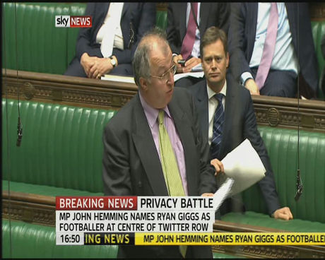 MP John Hemming names footballer in injuction scandal as Ryan Giggs in the House of Commons, London, Britain - 23 May 2011