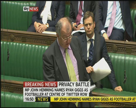 MP John Hemming names footballer in injuction scandal as Ryan Giggs in the House of Commons, London, Britain - 23 May 2011