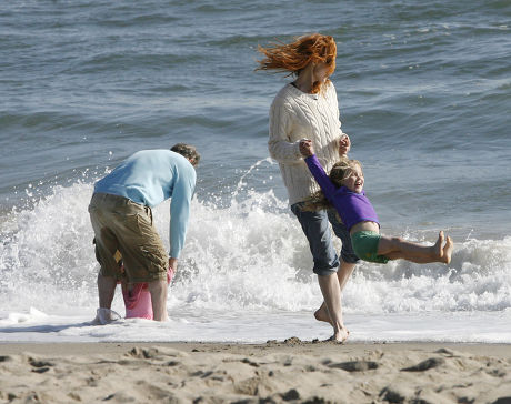 Marcia Cross and family enjoying Memorial day at the beach in Santa Monica, Los Angeles, America - 30 May 2011