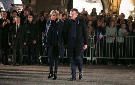 French President Emmanuel Macron His Wife Editorial Stock Photo - Stock