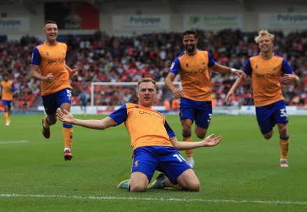 Mansfield Towns Lucas Akins Scores Their Editorial Stock Photo - Stock ...