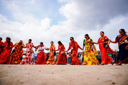 Nepali Devotees Donned Traditional Attires Dance Editorial Stock Photo ...