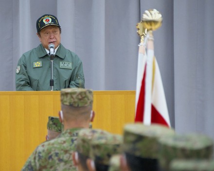 Japans Defense Minister Yasukazu Hamada Delivers Editorial Stock Photo ...