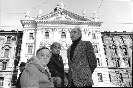 Feature On German Anti-nazi Resistance Movement During W Ii Known As The White Rose. Pictured L-r Hans Hirzel Heinrich Guter And Franz Muller Outside The Court House Where They Were Tride