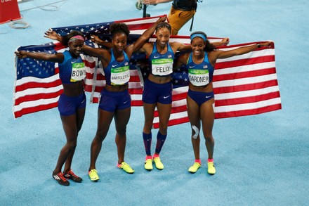 Usas Team Won Gold Medal 4x100 Editorial Stock Photo - Stock Image ...