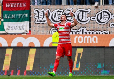 Augsburgs Mergim Berisha Celebrates After Scoring Editorial Stock Photo ...