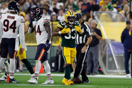 GREEN BAY, WI - SEPTEMBER 18: Chicago Bears linebacker Robert Quinn (94)  looks into the stands during a game between the Green Bay Packers and the Chicago  Bears on September 18, 2022