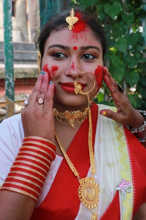 Indian Hindu Devotee Smiles She Smeared Editorial Stock Photo - Stock