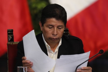 President Peru Pedro Castillo Speaks During Editorial Stock Photo ...