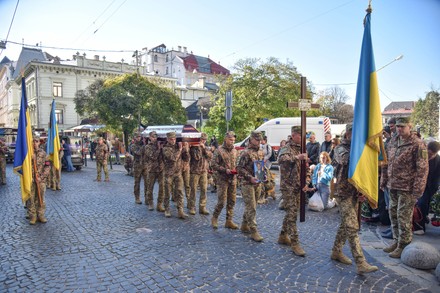 Funeral ceremony of Ukrainian soldiers in Lviv, Ukraine - 07 Oct 2022 ...