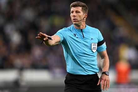 Brussels Referee Novak Simovic During Uefa Editorial Stock Photo ...