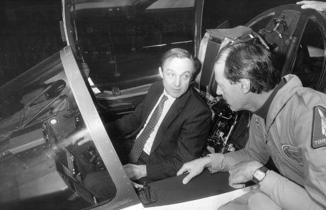 Secretary Of State For Defence George Younger In The Cockpit Of The Bac Eap Prototype At Bac's Wharton Plant Near Preston. Talking To Him Is Pilot Peter Orme. Bac (british Aircraft Corporation) Became Bae (british Aerospace) In 1977