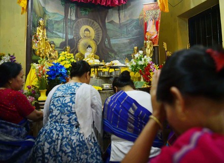 Buddhist Devotees Conducting Different Rituals During Editorial Stock ...