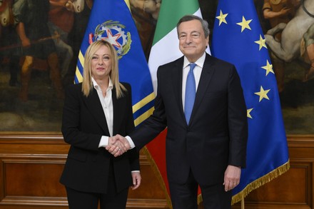 Giorgia Meloni Mario Draghi During Traditional Editorial Stock Photo 