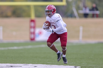 October 29, 2022: Henderson State University Reddies wide receiver Jody  Easter (20} runs with the ball during the NCAA football game between the  Henderson State University Reddies and the Southern Nazarene University