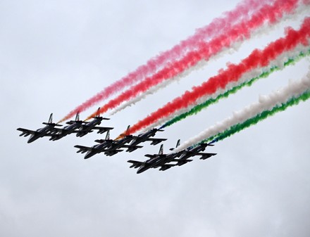 Italian Aerobatic Squad Frecce Tricolori Performs Editorial Stock Photo ...