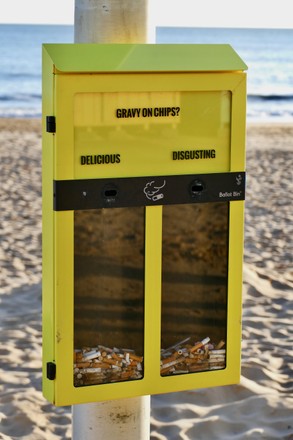 Cigarette Butt Ballot Bins Along Seafront Editorial Stock Photo - Stock ...