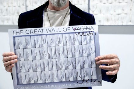 British Artist Jamie Mccartney Holds Poster Editorial Stock Photo