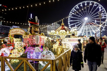 People Visit Christmas Market Katowice Southern Editorial Stock Photo ...