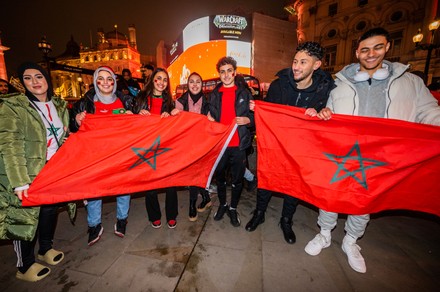 Moroccan Fans Piccadilly Circus Celebrate Getting Editorial Stock Photo