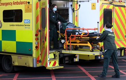 Nhs Ambulances Staff Outside Hospital London Editorial Stock Photo ...