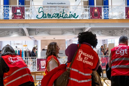 Dozens of CGT-affiliated workers took over the Samaritaine department  stores' in Paris, France on December 22, 2022, owned by luxury goods giant  LVMH, on Thursday morning to demand wage increases, leading to