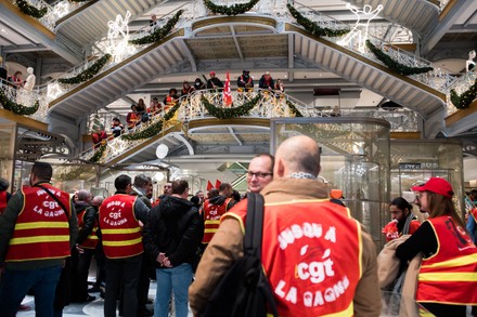 Dozens of CGT-affiliated workers took over the Samaritaine department  stores' in Paris, France on December 22, 2022, owned by luxury goods giant  LVMH, on Thursday morning to demand wage increases, leading to