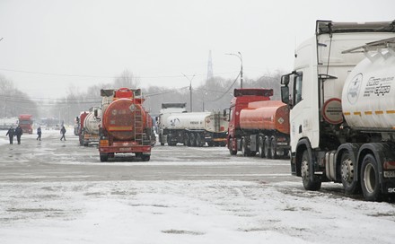 Fuel Tankers Stand Parking Gazprom Neft Editorial Stock Photo - Stock ...